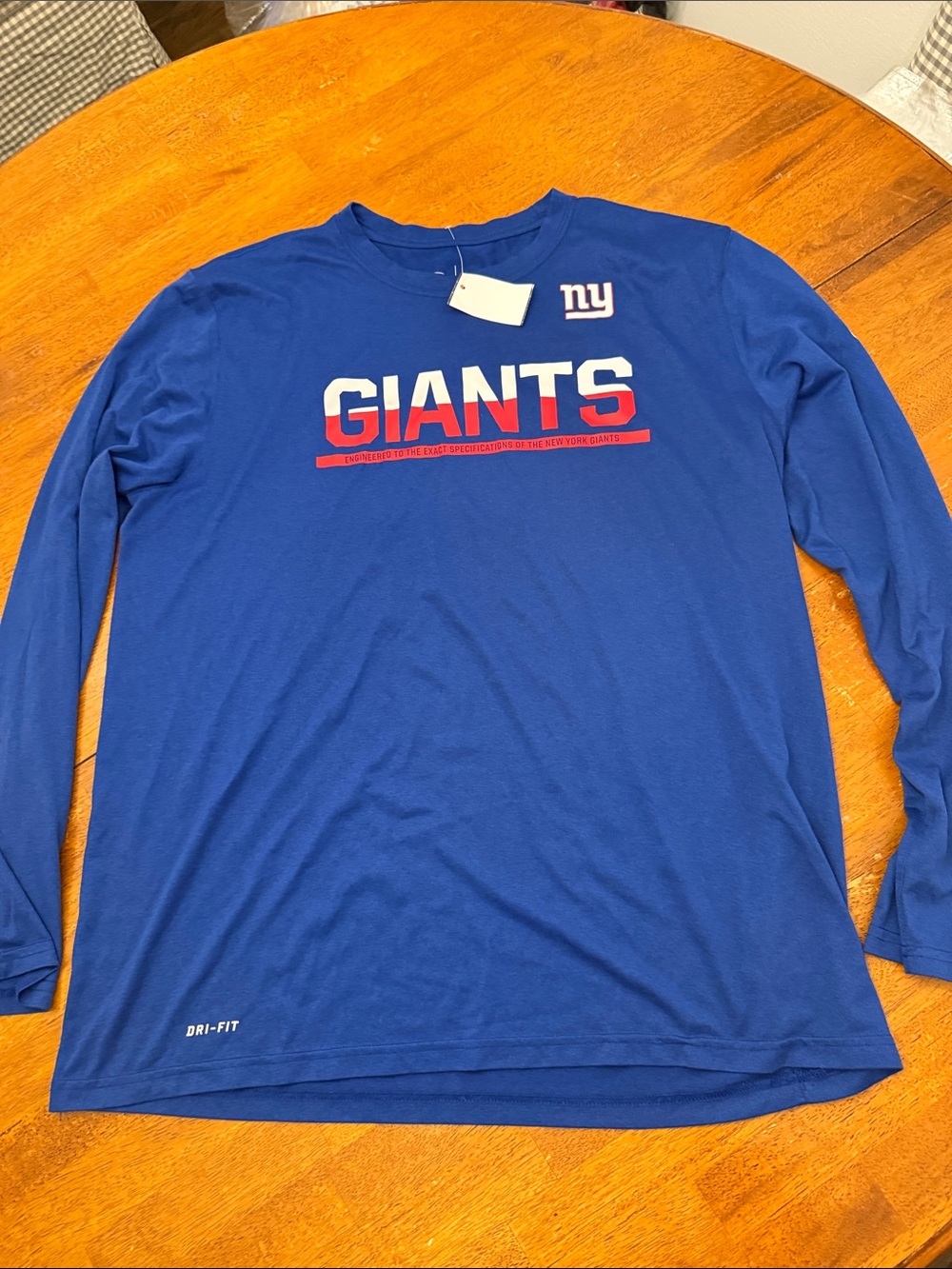 Nike Giants Long-Sleeve Shirt - Royal Blue with Red & White Logo xl